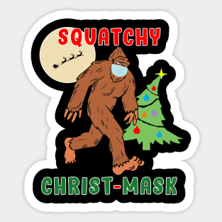Bigfoot Squatchy Christmas Mask Social Distance. Sticker